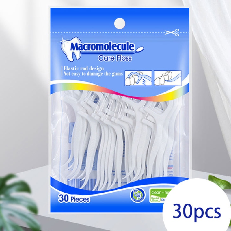 30 Picks Wysokiej jakości MacroMolecule Włókno polietylenowe WSPÓŁPRACA OEM Private Label Torba Dental Floss Pick